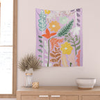 Block print summer meadow soft lilac Wall Tapestry Gallery Image 2