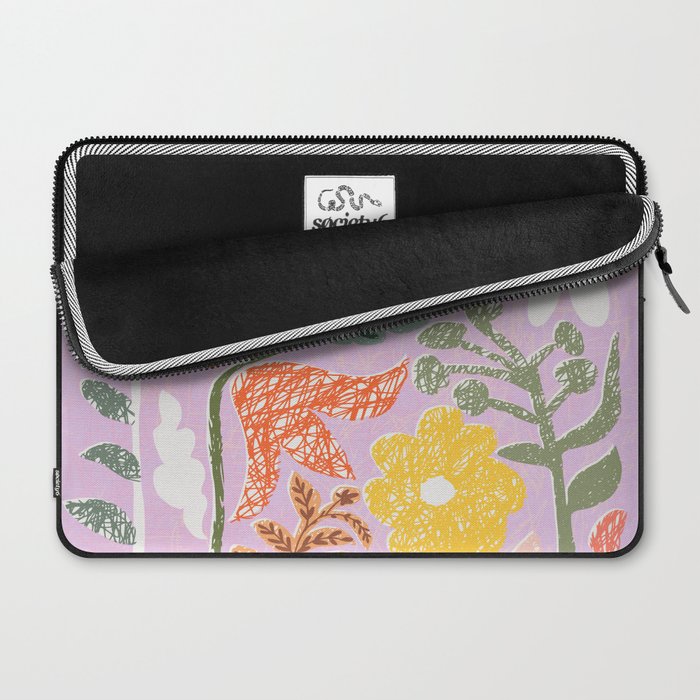 Block print summer meadow soft lilac Laptop Sleeve Gallery Image 2