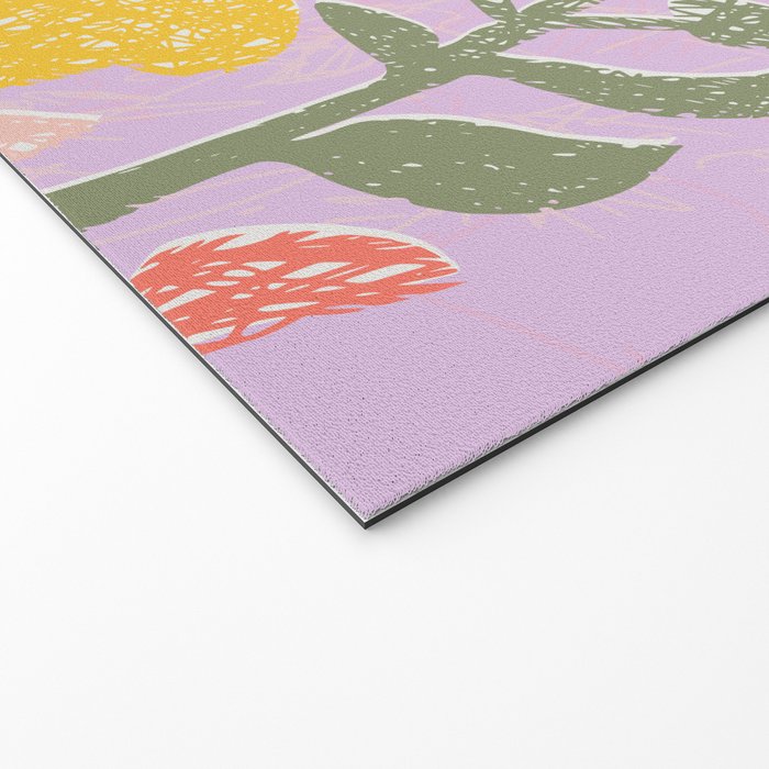 Block print summer meadow soft lilac Welcome Mat Gallery Image 2