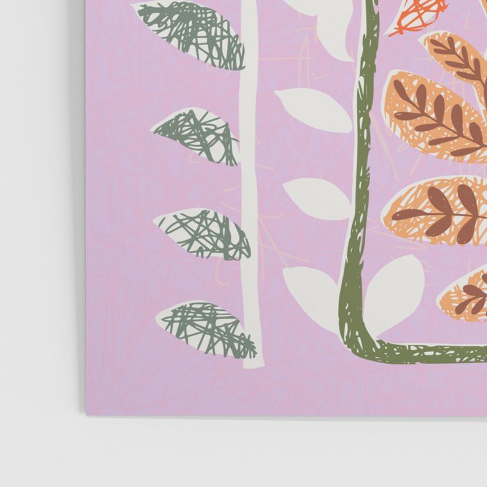 Block print summer meadow soft lilac Poster Gallery Image 3
