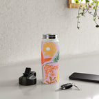 Block print summer meadow soft lilac Water Bottle Gallery Image 4