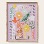 Block print summer meadow soft lilac Serving Tray Gallery Image 1