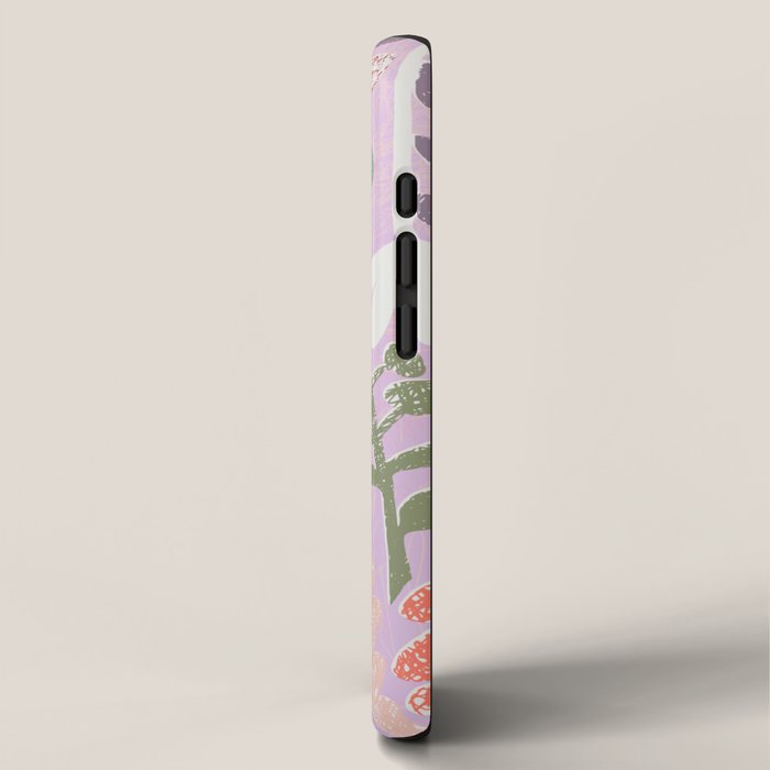 Block print summer meadow soft lilac iPhone Case Gallery Image 2