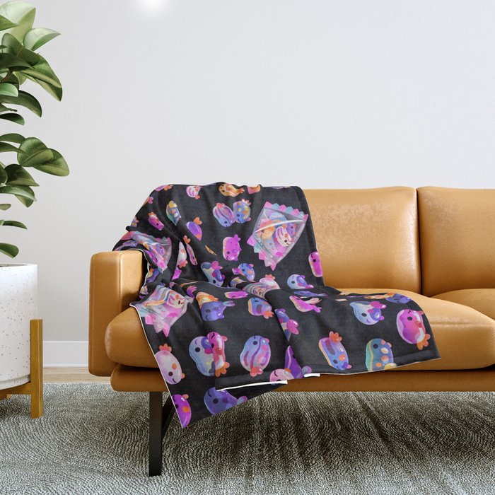 Jelly bean sea slug - dark Throw Blanket Gallery Image 1
