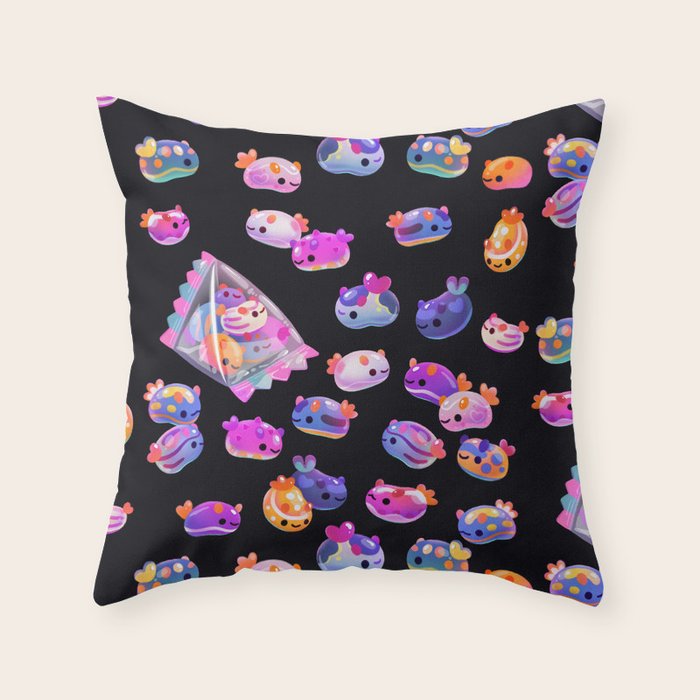 Jelly bean sea slug - dark Throw Pillow Gallery Image 1