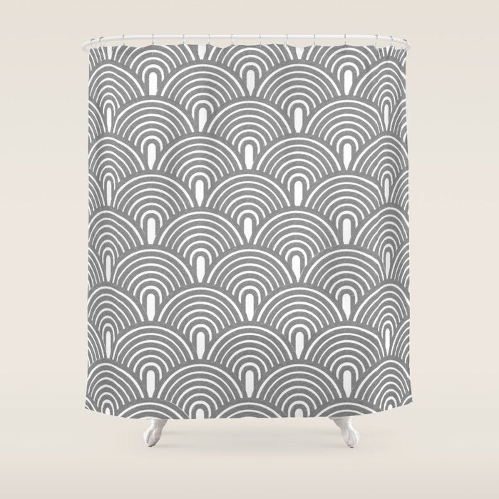 Grey Waves Shower Curtain Gallery Image 1