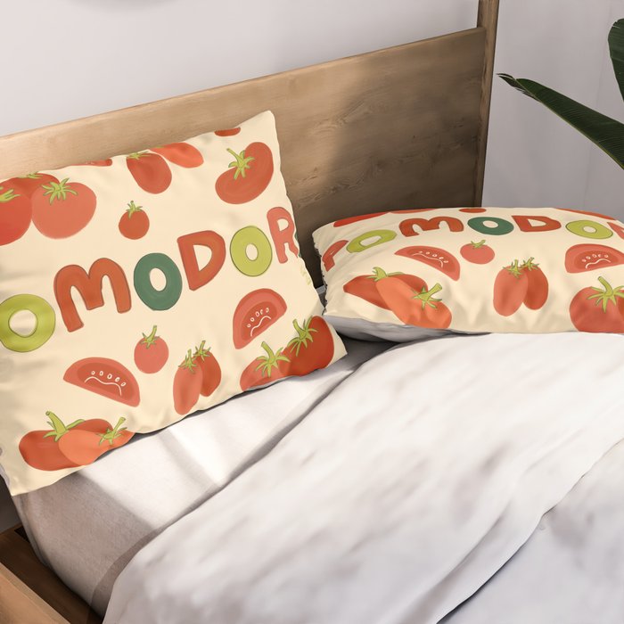 Hand Drawn Italian Roman Pomodori Tomato Classic Mediterranean Art Pillow Sham Gallery Image 2