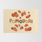 Hand Drawn Italian Roman Pomodori Tomato Classic Mediterranean Art Rug Gallery Image 2