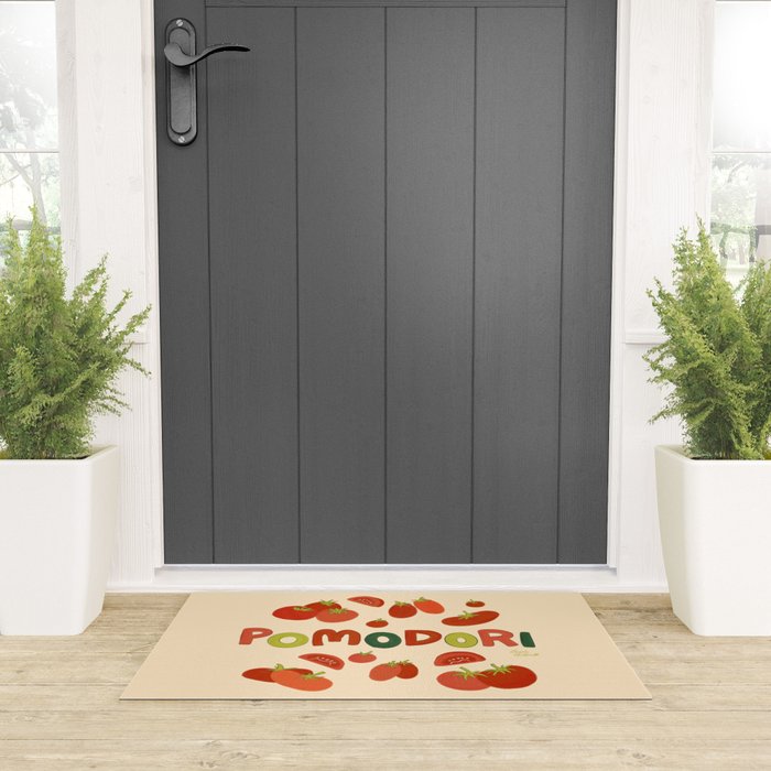 Hand Drawn Italian Roman Pomodori Tomato Classic Mediterranean Art Welcome Mat Gallery Image 3