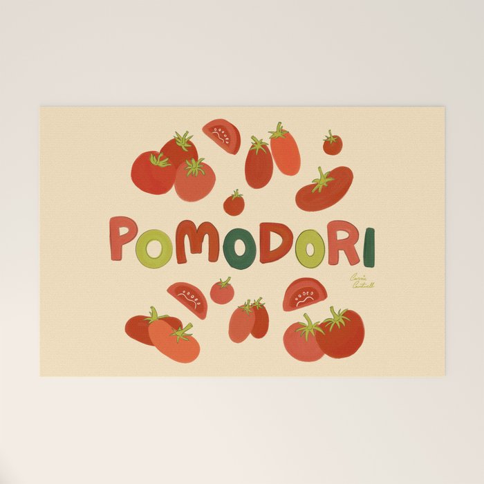 Hand Drawn Italian Roman Pomodori Tomato Classic Mediterranean Art Welcome Mat Gallery Image 1