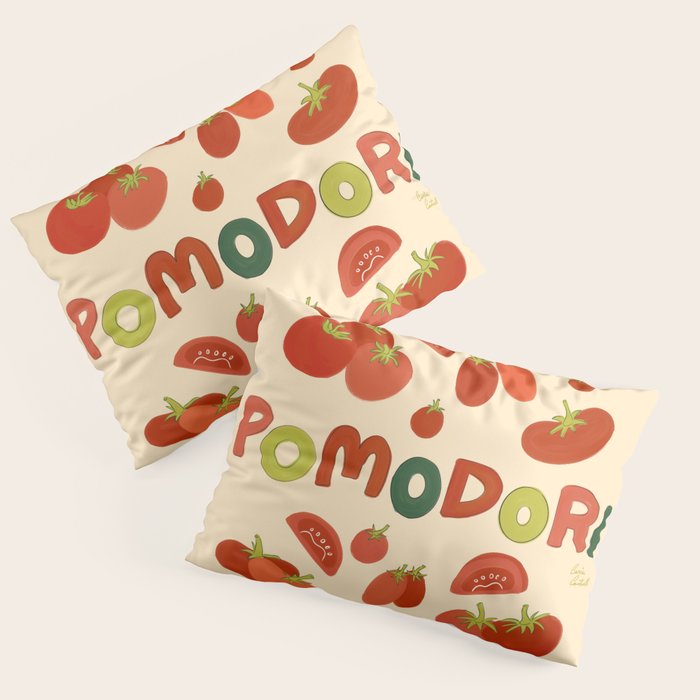 Hand Drawn Italian Roman Pomodori Tomato Classic Mediterranean Art Pillow Sham Gallery Image 3