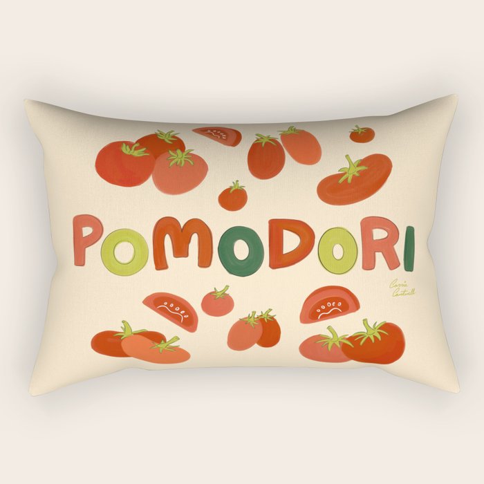 Hand Drawn Italian Roman Pomodori Tomato Classic Mediterranean Art Rectangular Pillow Gallery Image 1