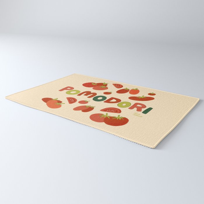 Hand Drawn Italian Roman Pomodori Tomato Classic Mediterranean Art Rug Gallery Image 3