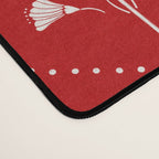 Hand-Drawn Nostalgic Floral Design in Bold Red Desk Mat Gallery Image 4