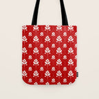 Hand-Drawn Nostalgic Floral Design in Bold Red Tote Bag Gallery Image 1