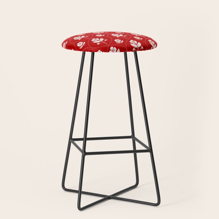 Hand-Drawn Nostalgic Floral Design in Bold Red Stool Gallery Image 1