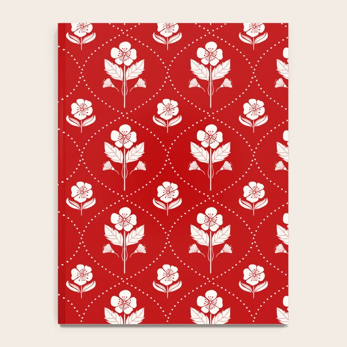 Hand-Drawn Nostalgic Floral Design in Bold Red Notebook Gallery Image 4