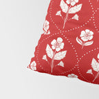 Hand-Drawn Nostalgic Floral Design in Bold Red Pillow Sham Gallery Image 4