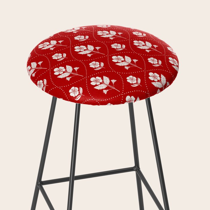 Hand-Drawn Nostalgic Floral Design in Bold Red Stool Gallery Image 2