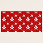 Hand-Drawn Nostalgic Floral Design in Bold Red Desk Mat Gallery Image 3