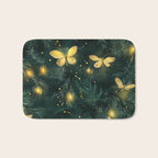 Dark Forest Green Fireflies Lightning Bugs Watercolor All Over Bath Mat Gallery Image 1