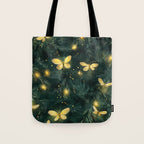 Dark Forest Green Fireflies Lightning Bugs Watercolor All Over Tote Bag Gallery Image 1