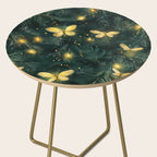 Dark Forest Green Fireflies Lightning Bugs Watercolor All Over Side Table Gallery Image 2