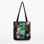 Absolutely - Motivational Quote, Inspirational Typography on Painting of Flowers Tote Bag Gallery Image 2