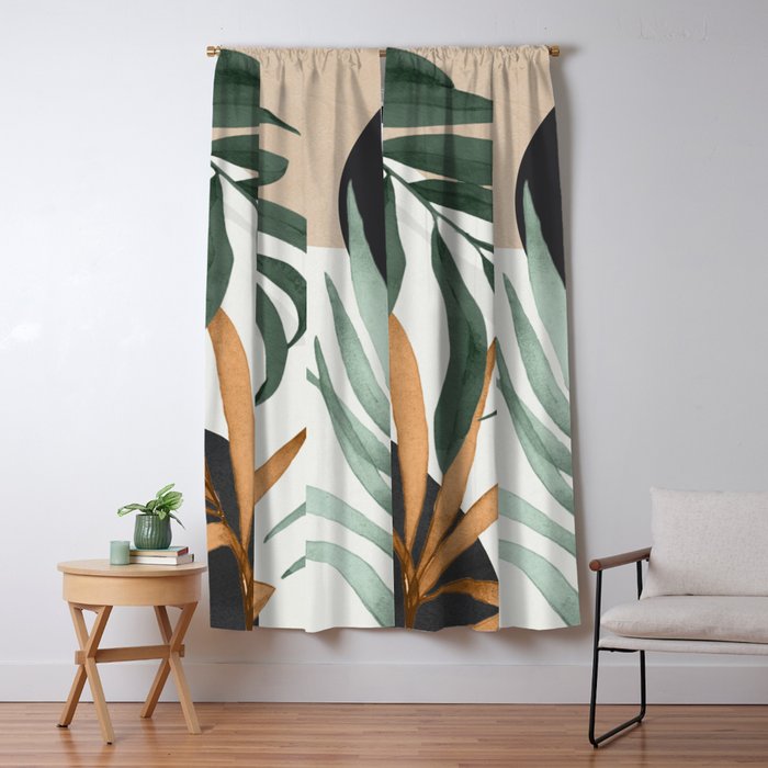 Minimal Abstract Art Tropical Leaves 16 Window Curtain Gallery Image 5