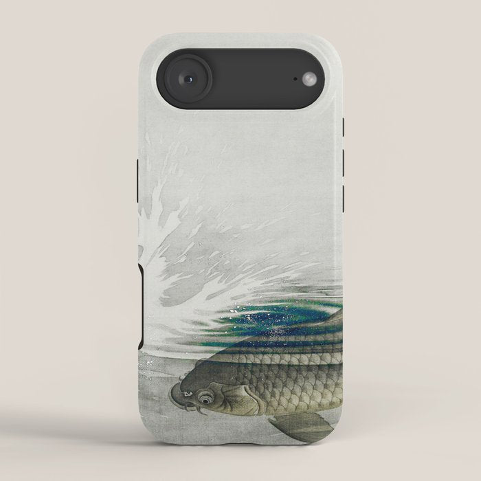 Three Carp Fish in the lake - Vintage Japanese Woodblock Print Art 1900s. iPhone Case Gallery Image 2