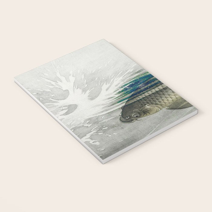 Three Carp Fish in the lake - Vintage Japanese Woodblock Print Art 1900s. Notebook Gallery Image 3