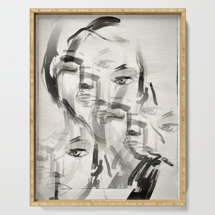 Abstract Portrait 4 Serving Tray Gallery Image 1