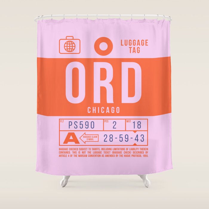 Luggage Tag B - ORD Chicago USA Shower Curtain Gallery Image 1