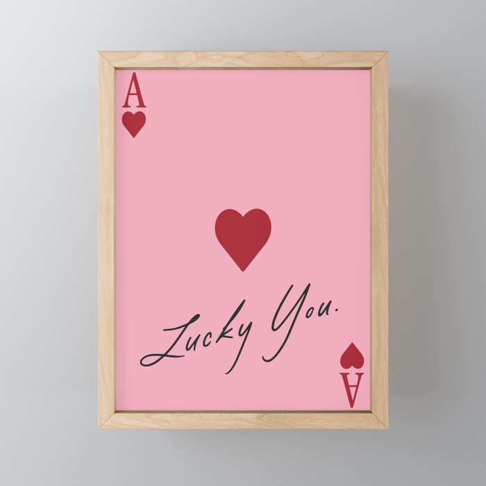 Ace of hearts - Lucky you - pink Mini Art Print Gallery Image 1