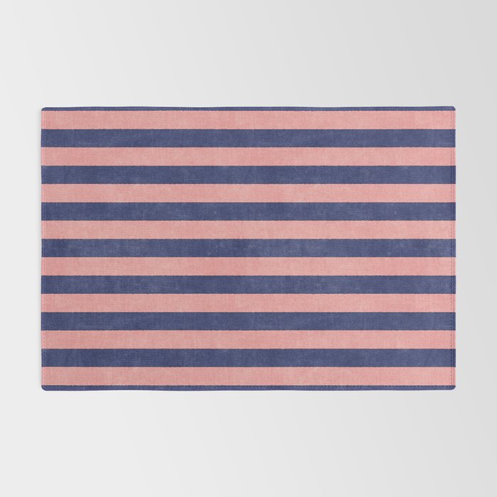 STRIPES - 005 - navy blue and pink Rug Gallery Image 2
