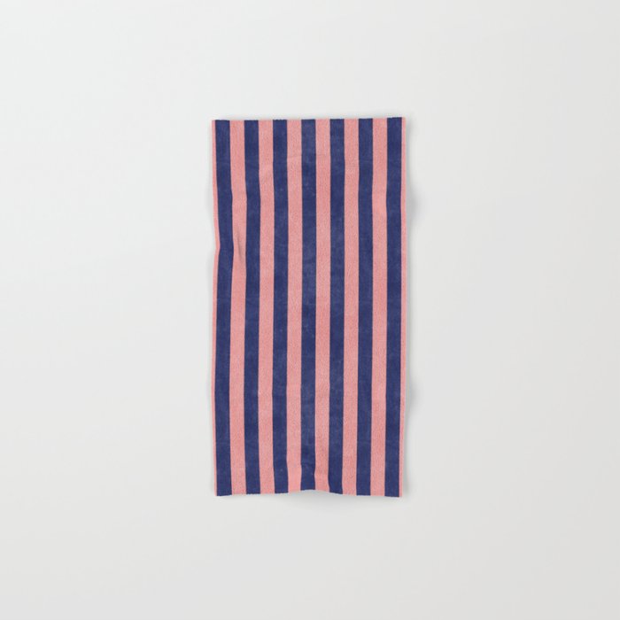 STRIPES - 005 - navy blue and pink Bath Towel Gallery Image 1