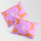 Pastel Pink Retro Flowers Orange Background #decor #society6 #buyart Pillow Sham Gallery Image 3