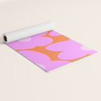 Pastel Pink Retro Flowers Orange Background #decor #society6 #buyart Yoga Mat Gallery Image 2