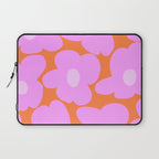 Pastel Pink Retro Flowers Orange Background #decor #society6 #buyart Laptop Sleeve Gallery Image 1