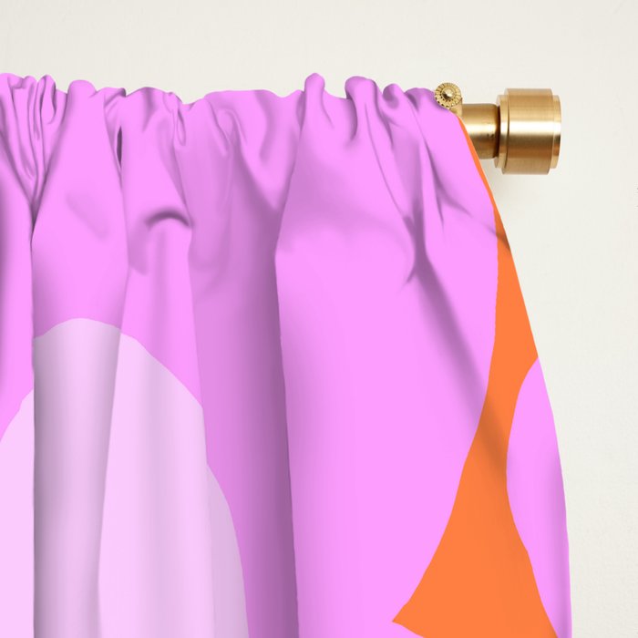 Pastel Pink Retro Flowers Orange Background #decor #society6 #buyart Window Curtain Gallery Image 2