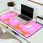 Pastel Pink Retro Flowers Orange Background #decor #society6 #buyart Desk Mat Gallery Image 2