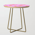 Pastel Pink Retro Flowers Orange Background #decor #society6 #buyart Side Table Gallery Image 1