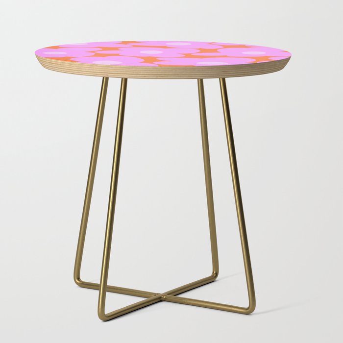 Pastel Pink Retro Flowers Orange Background #decor #society6 #buyart Side Table Gallery Image 1