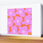Pastel Pink Retro Flowers Orange Background #decor #society6 #buyart Wall Mural Gallery Image 2