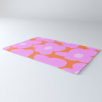 Pastel Pink Retro Flowers Orange Background #decor #society6 #buyart Rug Gallery Image 3