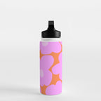 Pastel Pink Retro Flowers Orange Background #decor #society6 #buyart Water Bottle Gallery Image 3