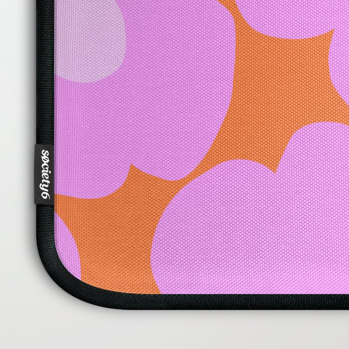 Pastel Pink Retro Flowers Orange Background #decor #society6 #buyart Laptop Sleeve Gallery Image 3