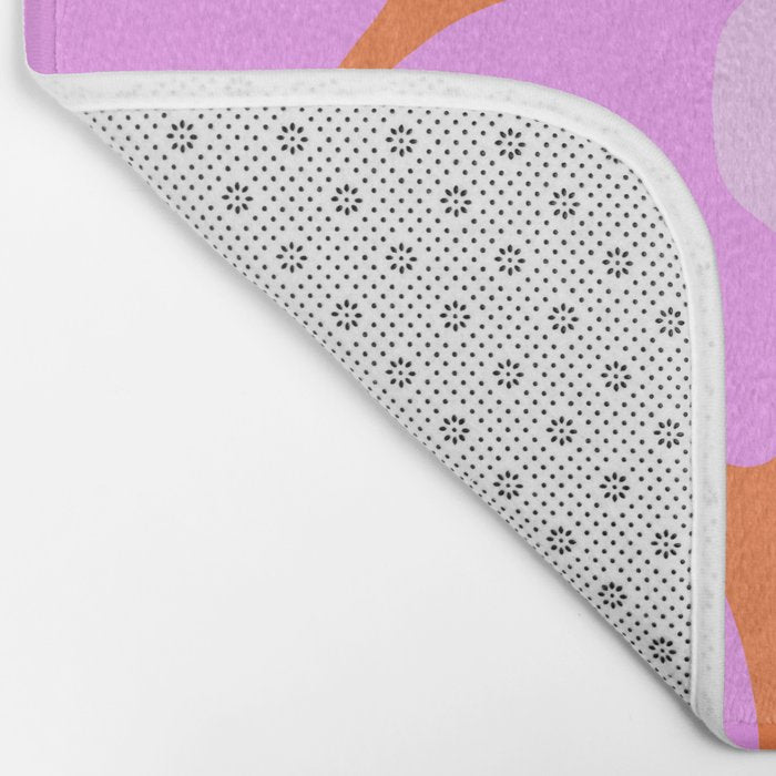 Pastel Pink Retro Flowers Orange Background #decor #society6 #buyart Bath Mat Gallery Image 2