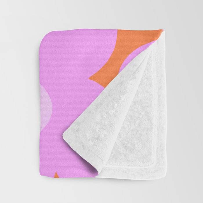 Pastel Pink Retro Flowers Orange Background #decor #society6 #buyart Throw Blanket Gallery Image 3