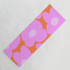Pastel Pink Retro Flowers Orange Background #decor #society6 #buyart Yoga Mat Gallery Image 1